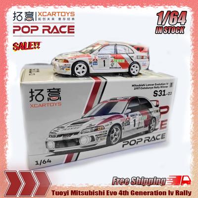 В наличии Tuoyi Poprace 1:64 Mitsubishi Evo 4-го поколения Автомобиль-чемпион ралли Lancer Flower Car Сплавная модель Кастомные игрушки Подарки