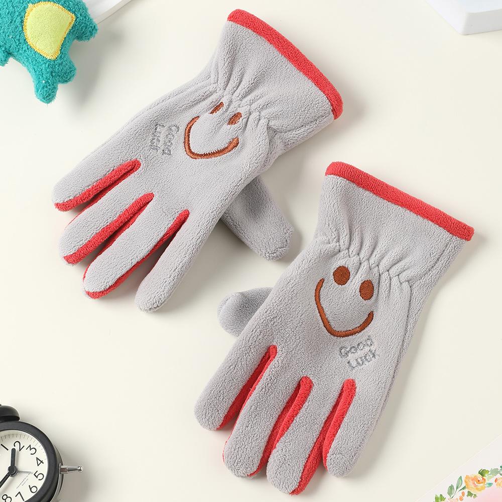 Add Fleece In Autumn and Winter Olympic Fleece Primary School Students Cycling Skin Friendly Outdoor Warm and Cold Proof Cute Gloves