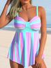 Новый летний комплект бикини на высокой резинке с синими и розовыми полосками, комплект из двух частей для сексуального женского пляжного купальника S-6XL