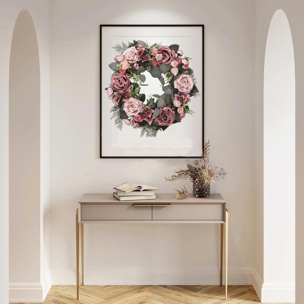 Искусственный венок из роз 17,7 дюйма Весенне-летний цветочный венок для входной двери, стены, окна, украшения для вечеринки, свадьбы