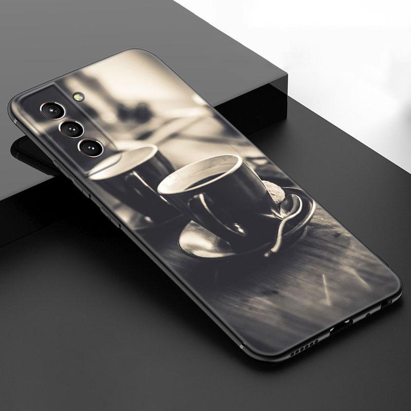 Черный силиконовый чехол для телефона Coffee Time для Samsung Galaxy S23 S21 S20 FE S24 S22 Ultra S10E S10 S9 S8 Plus