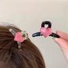 2Pcs Acrylic Pink Love Heart Small Hair Claw Women Girls Sweet Cute Hair Clips Lovely Kawaii Hairpin Hair Accessories