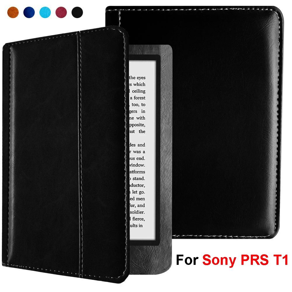 Leather Folio Cover Anti-fall Back Cover Premium 6inch E-Reader Case for Sony PRS T1