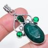 Natural Skota Emerald(Simulated) 925 Sterling Silver Jewelry Pendant 2.21" J0R65