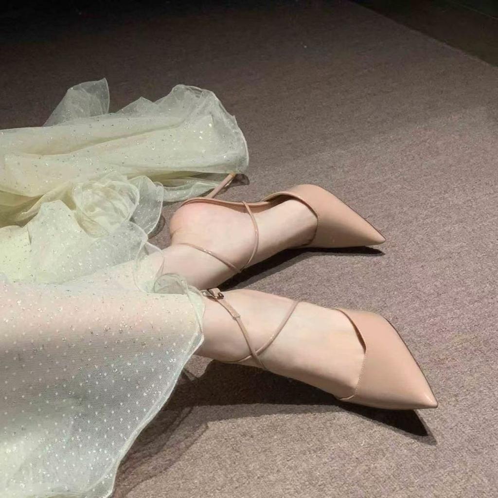 Thin Heel Strap Beautiful Temperament Single Shoes Sexy Women's Sandals 2025 Spring and Summer New Pointed Patent Leather High Heels Women