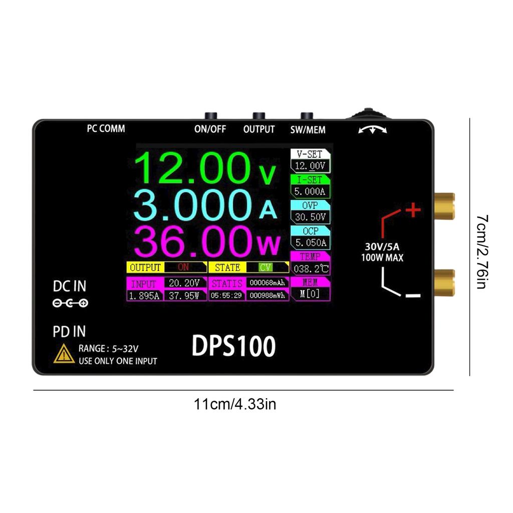 DPS100 Adjustable Voltage Regulator 30V 5A 100W Max Pocket Size Bench Switching Programmable Voltage Regulator Power Supply