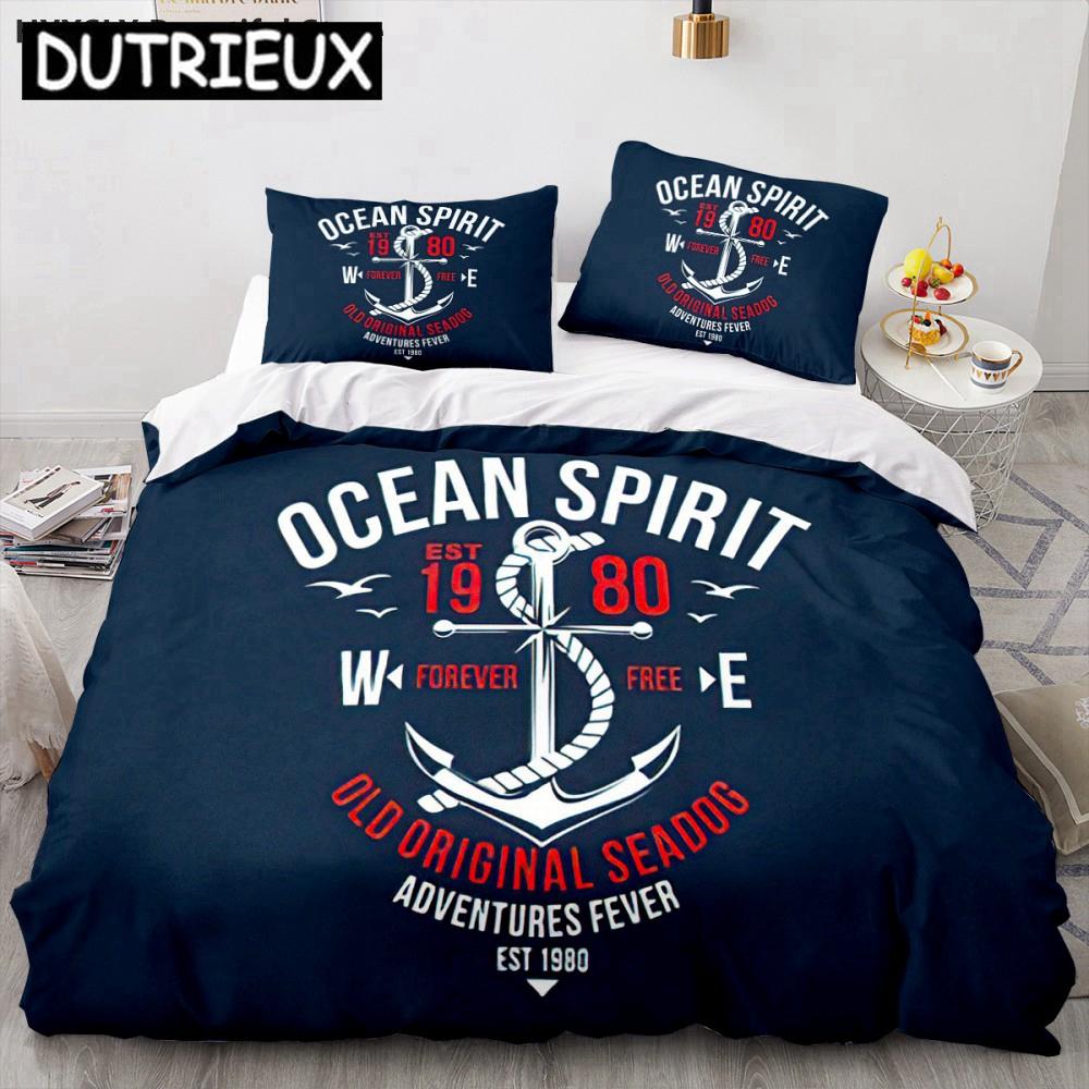 Ship Anchor Nautical 3D Duvet Cover Sea Pillowcases Quilt Cover Home Decor Gift Fashion Twin Queen King Polylester Bedding Set