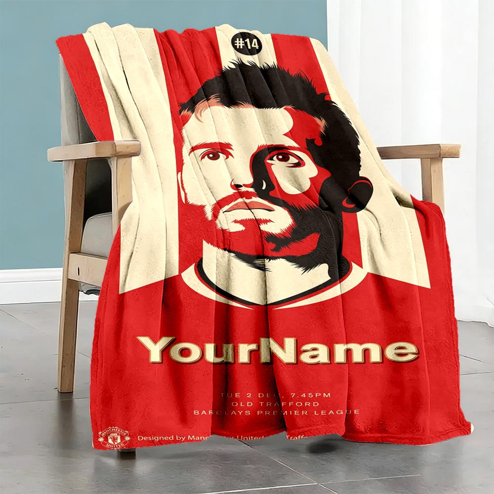 Manchester Customize Your Name Blanket Gift Personalized Blanket Comfortable Throw For Chair Bedding Home Decor Office Chair Four Seasons Multipurpose