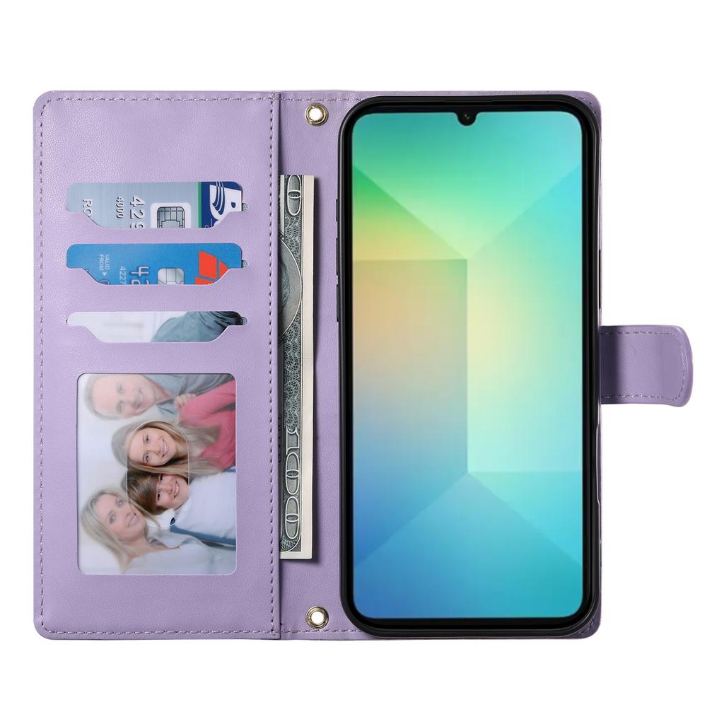 For Samsung Galaxy A05 4G Case Rhombus Stitching Wallet Stand Leather Phone Cover with Long/Short Strap