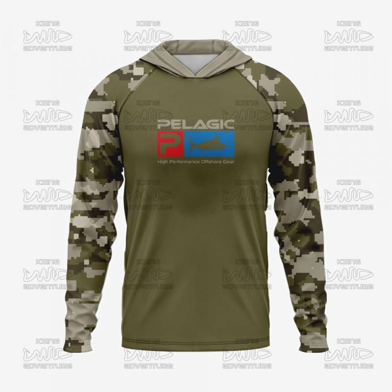 Mens Quick-Dry UV Protection Hooded Fishing Shirt Outdoor Sea Angling Lightweight Breathable Milk Silk Performance Top