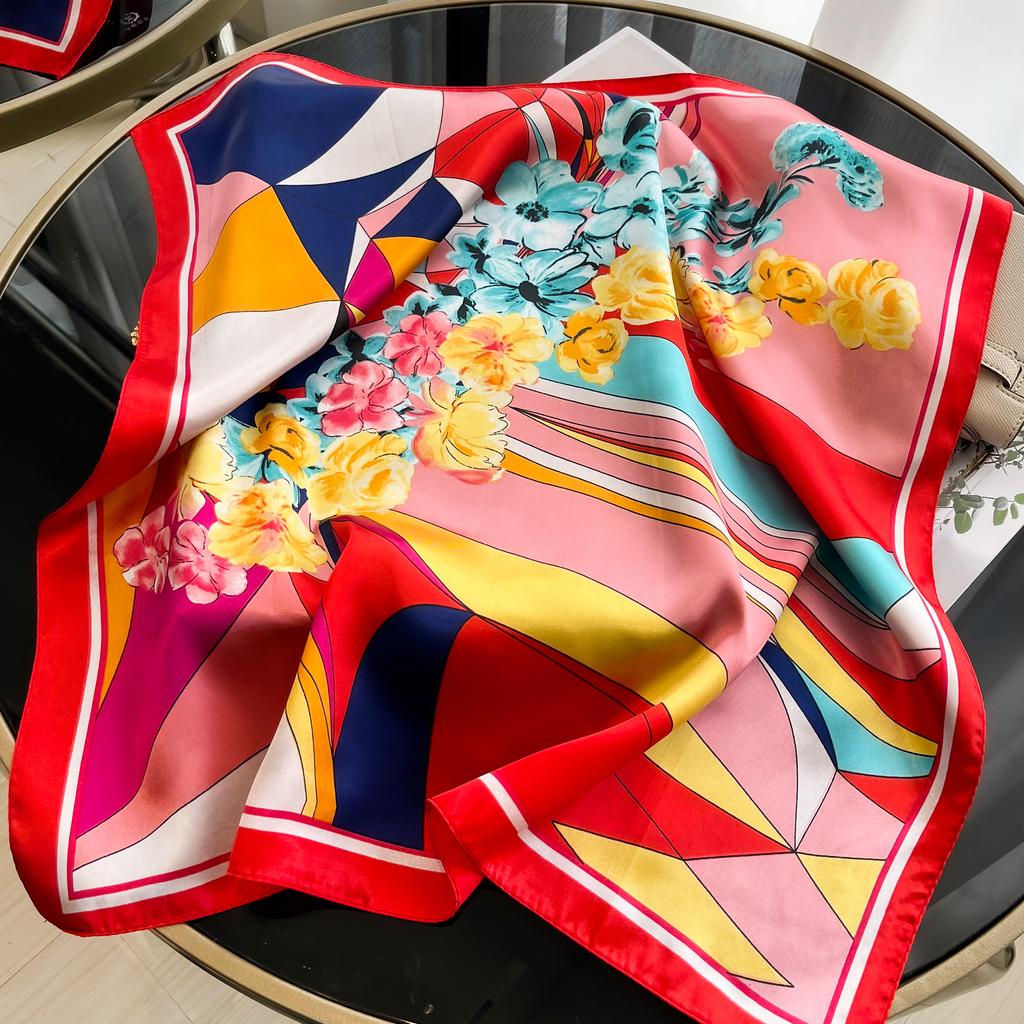 New Luxury Square Silk Scarf for Women Hijab Hair Bands Neckerchief Female Satin Shawl Ribbon Headband Neck Fashion Bandana