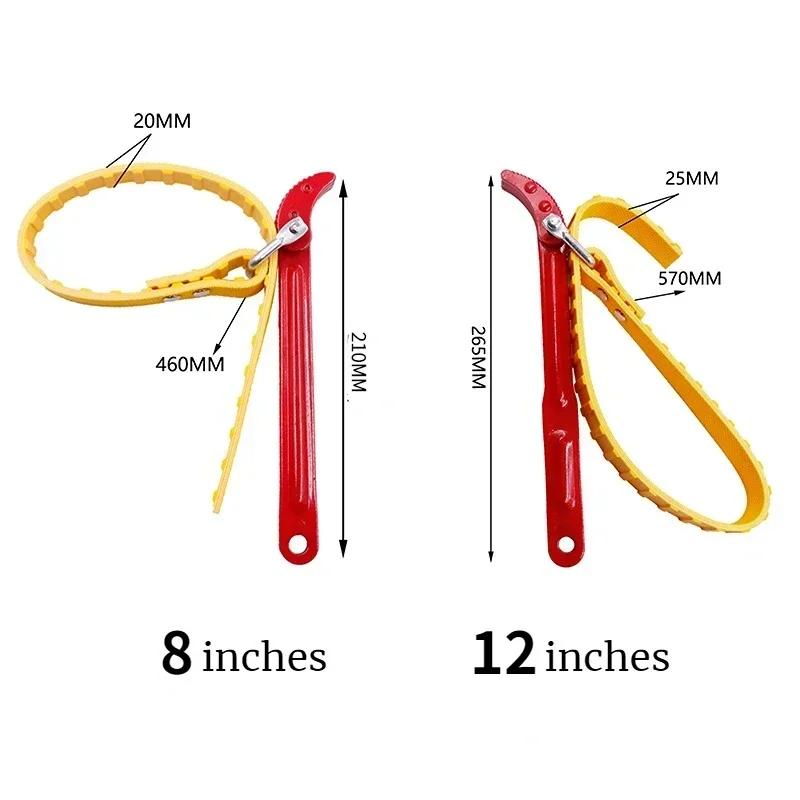 Belt Wrench Oil Filter Puller Strap SpannerChain Jar Lids Cartridge Disassembly Tool Adjustable Strap Opener Plumbing Tool