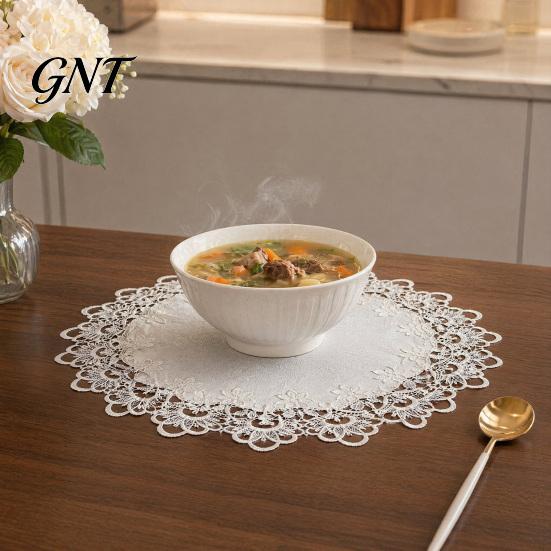 Warp-resistant Placemat White Lace Placemat, Foldable Soft Anti-Wrinkle Table Mat, Heat Low-temperature Resistant Non-Yellowing Durable Dining