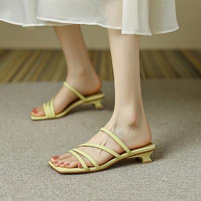 Маленькие каблуки, низкие каблуки, модные босоножки, мягкая кожа, ниша, премиум, классные тапочки, французский ремешок