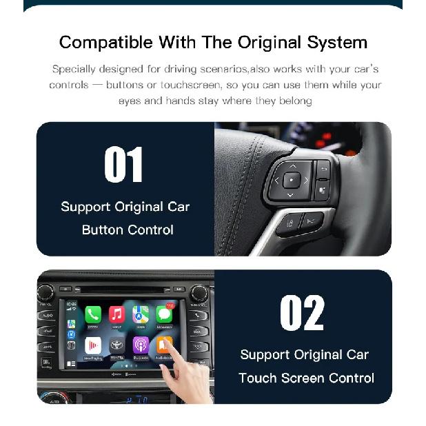 Беспроводной Carplay Android Auto Для Toyota Yaris RAV4 Corolla Aygo Tacoma Camry C-HR Tundra Highlander 4Runner мультимедиа