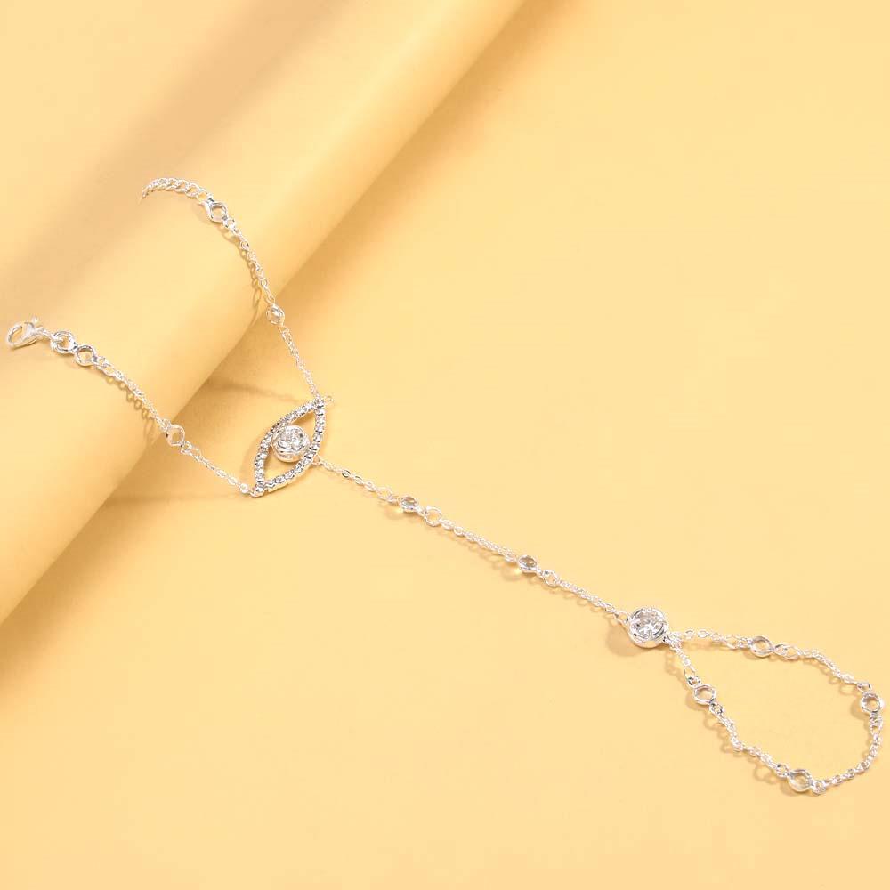 Stonefans Fashion Evil Eye Bracelet Rhinestone Hand Jewelry for Women Halloween Finger Bracelet Ring Accessories Gift