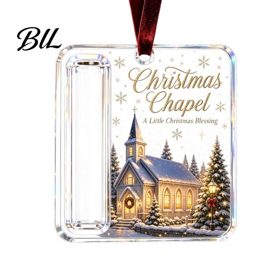 Christmas Cash Ornament with Lanyard Gift Ornament, Clear Acrylic Money Holder, Holiday Xmas Card Holder for Tree Hanging Decoration, Funny