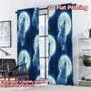 2D FLAT PRINTING 2pcs Curtains (Without Rod) Wolf Howling at Moon(1) Modern Curtain Fabric Polyester Easy Install Curtains