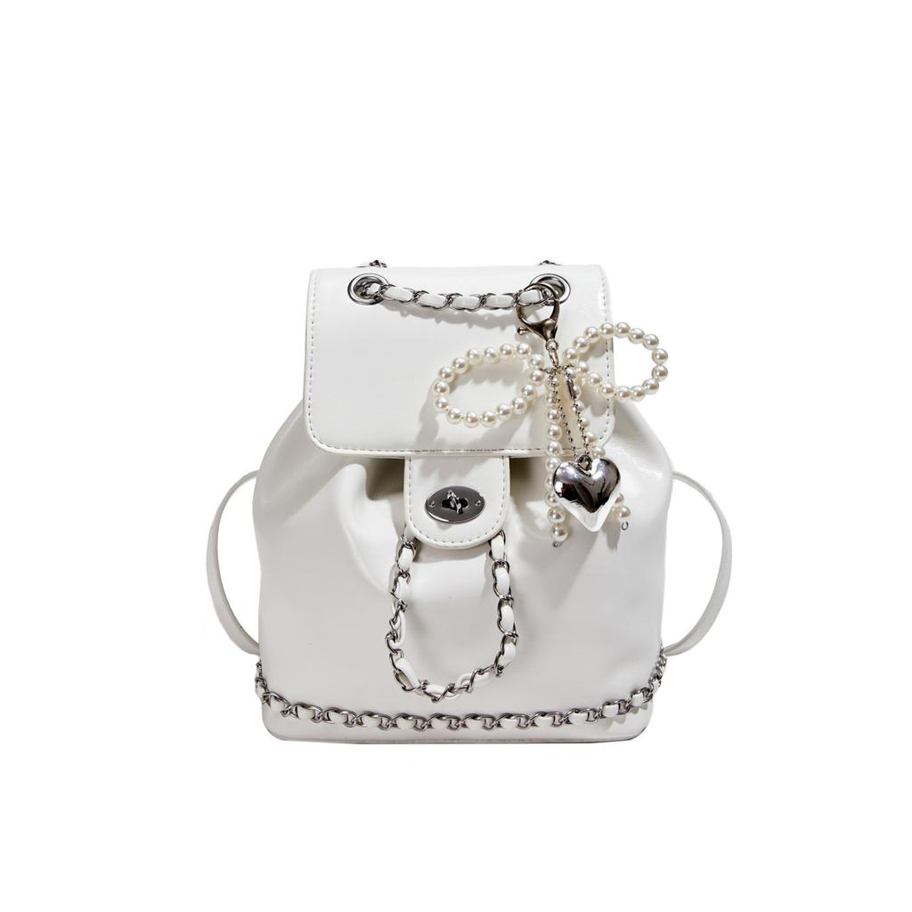 Рюкзак Premium sense nickel silver, женский, новый летний универсальный рюкзак-ведро с цепочкой для поездок на работу и обратно, маленький