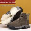 Northeast Winter Cowhide Wool Boots: One-Piece Leather & Fur, Fleece-Lined, Non-Slip Snow Boots