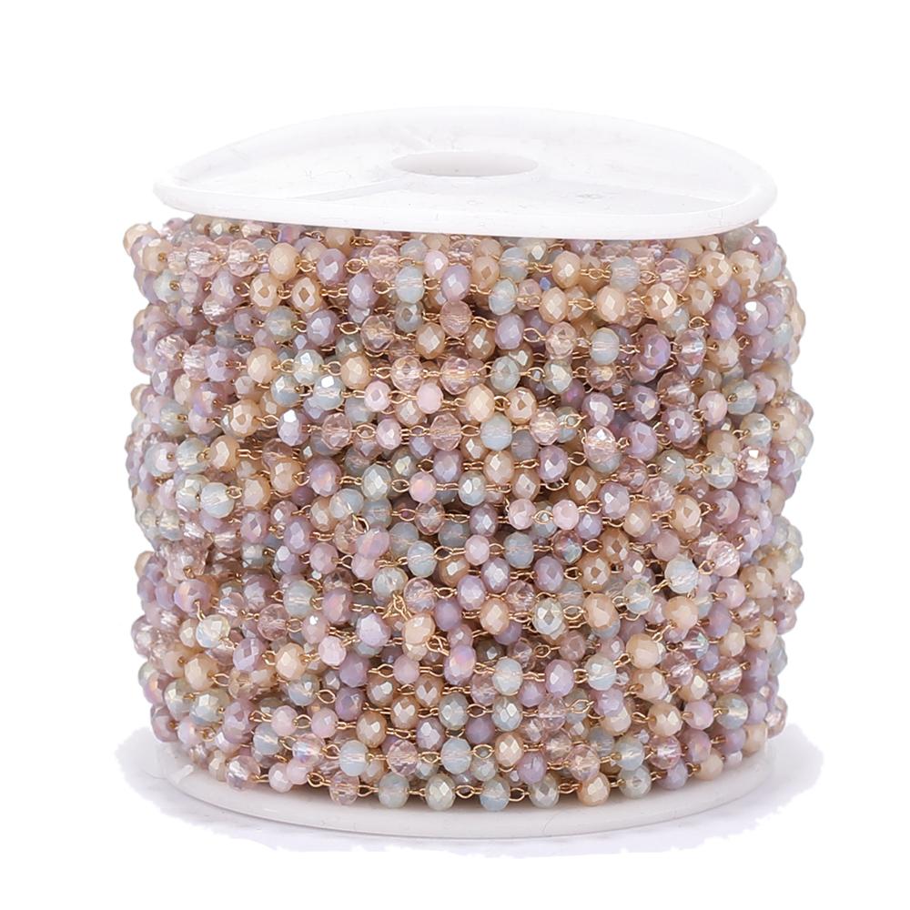 1 Meter Stainless Steel Colorful Glass Beads Chains DIY Jewelry Making Necklace Findings Bracelets Accessories Anklet Supplies