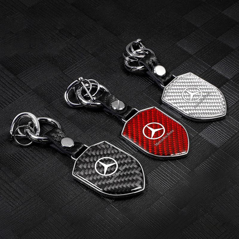 CQU1 High-Quality Carbon Fiber Matel Car Keychain For Mercedes Benz A C E S G Class GLC CLE CLA GLB GLS W177 W205 W213 W222 X167