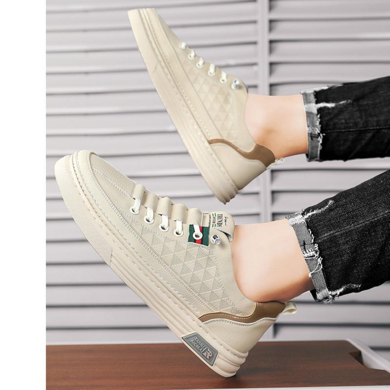 Удобная модная мужская обувь, летние дышащие спортивные туфли, белые туфли на плоской подошве, мужские белые туфли, повседневные туфли из белой кожи, подходящие туфли