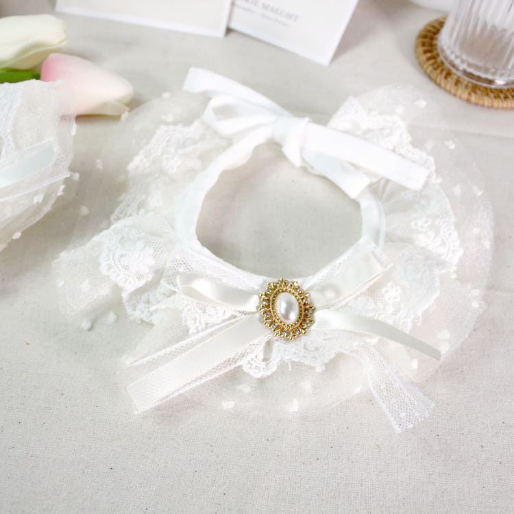 [KIMnyang_deng] Белая шифоновая кружевная лента, накидка для щенка, кошки, реквизит для фотосессии