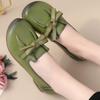 Brown Ballet Retro Flats Comfortable Elegant Women's Shoes Genuine Leather Loafers Ladies Bowknot Woman Soft Blue Moccasins