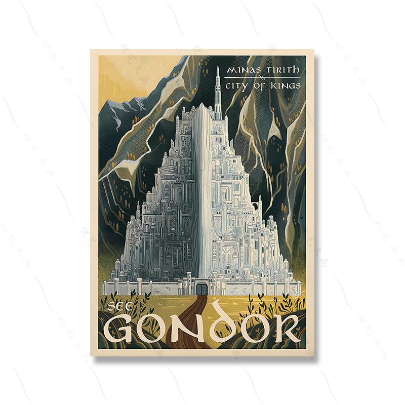 Ring Art Poster Wall Retro Travel Abstract Canvas Vintage Film Mordor Castle Lord Magic Painting Kid Bed Room Home Decor Picture