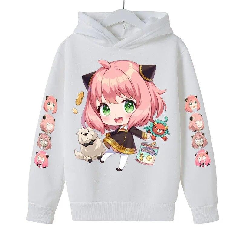 Anya Forger Cute Girls Hoodies Cartoon SPY X FAMILY Printed Kids Sweatshirt Hoodies Children's Clothing Girls Spring Autumn Coat