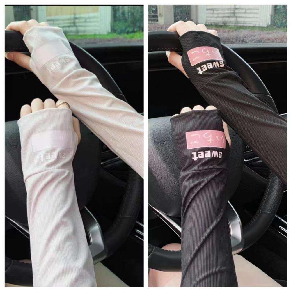 Ice Silk Arm Sleeves Thin Long Gloves New Half Finger Sleeves  Female Male