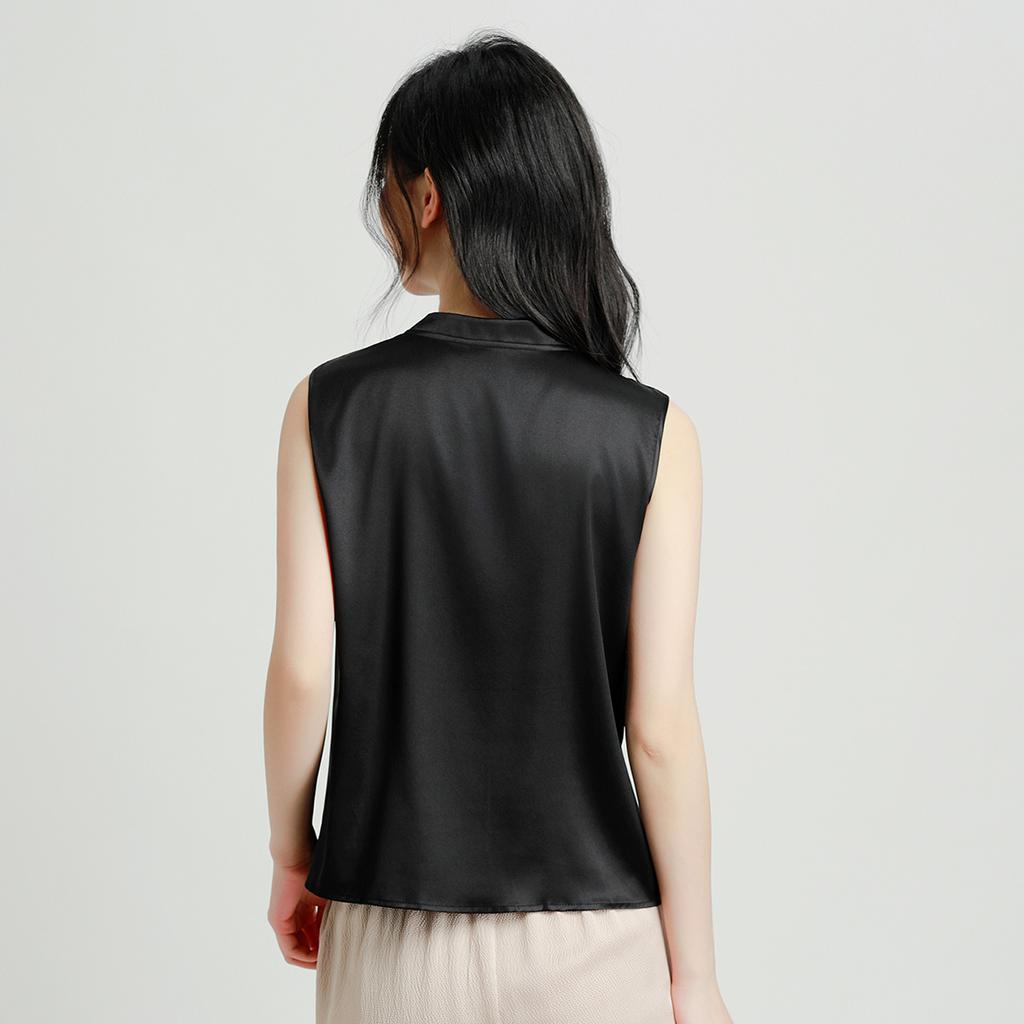 [New Chinese style Pankou] New 92 Mulberry Silk Elegant Wrinkled Tank Top Women's Versatile Mulberry Silk Shirt T-shirt