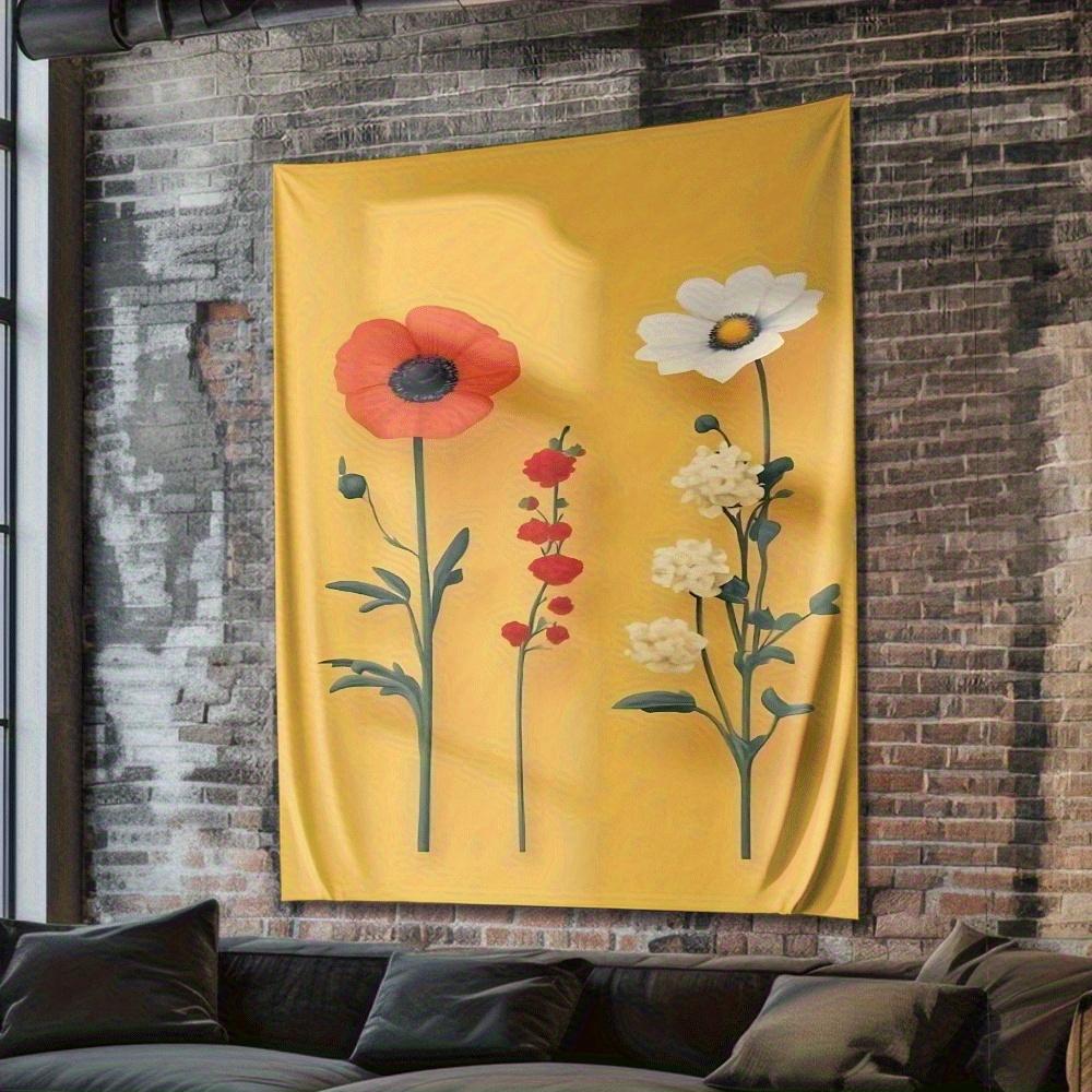 Three yellow flowers Digital printing polyester wall tapestry suitable for use in living rooms bedrooms offices bars and party