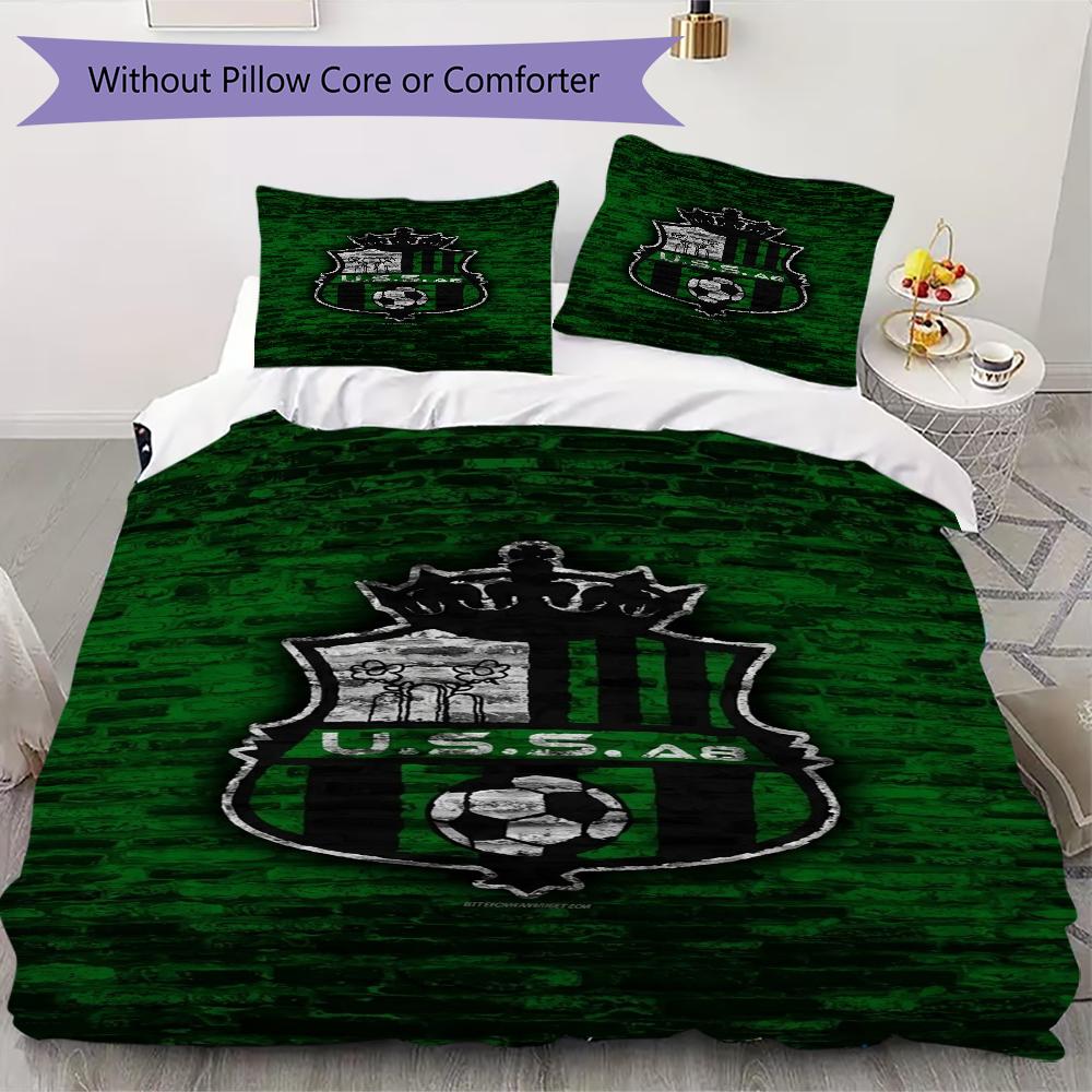 U.S. Sassuolo Calcio Pattern Bedding uilt Set uilt Cover Pillowcase Home Decoration Birthday Gift (1 * duvet cover + 2 * pillowcase without core)