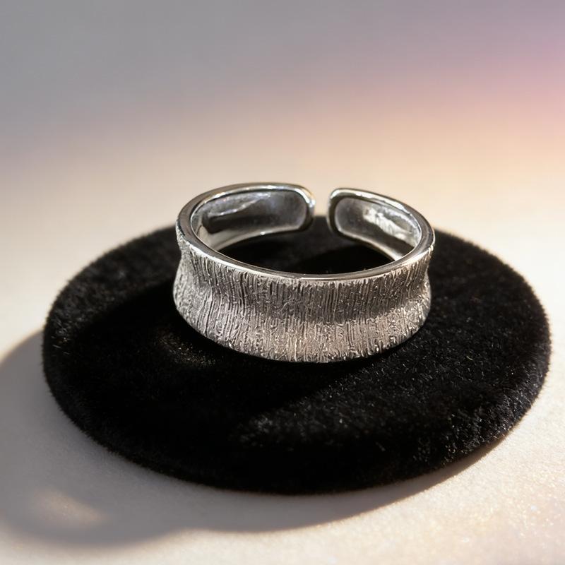 925 Silver Wire Drawing Thick Stackable Rings For Women Couple Luxury Quality Jewelry Accessories Birthday Gift