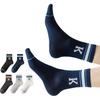 MiiOW 5 Pairs of Men's Socks, Summer Jacquard Mid-Calf Socks, Striped Letter Fashion Cotton Socks, Men's Athletic Long Socks