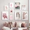 Pink Street View Flowers Vintage Car Bicycle Eiffel Tower Fashion Wall Art Canvas Painting Nordic Poster Room Decor