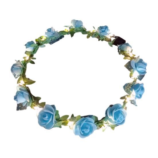 Романтический светящийся венок, светодиодный свет, розовые цветы, повязка для волос, головной убор, Свадебная вечеринка, вечеринка для девочек, светящаяся гирлянда для волос на день рождения