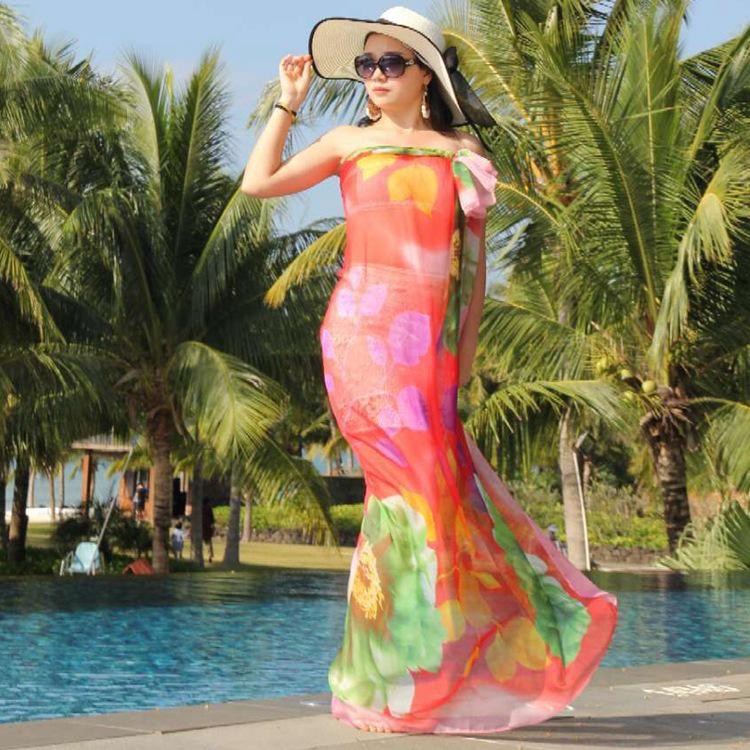 Women's Chiffon Scarf - Lightweight, Printed Sun Protection for Spring, Summer, Fall - Versatile Beach Shawl