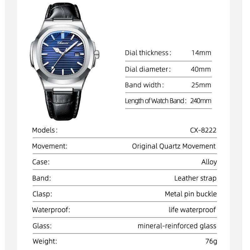 Chenxi Новые Роскошные Мужские Наручные Часы для Бизнеса Водонепроницаемые Светящиеся Часы с Датой для Мужчин Кварцевые Часы Кожаные Мужские Часы Reloj