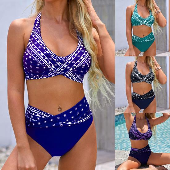 Женский бикини сексуальный цветочный нагрудник с разделенным принтом женский повседневный купальный костюм для плавания