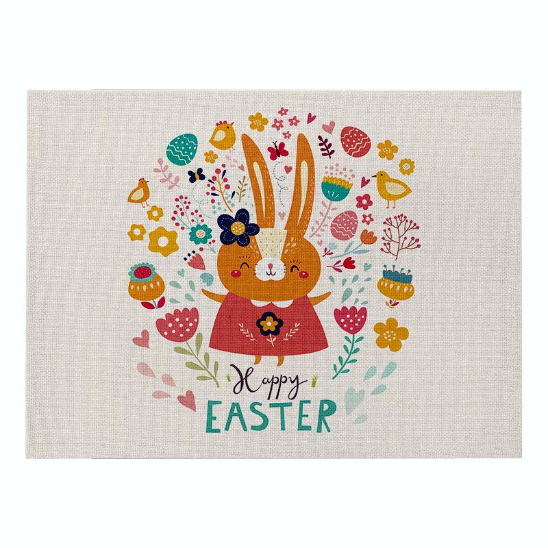 Easter meal mat heat-resistant cotton and linen Western style mat home decor cartoon rabbit kitchen insulation coaster