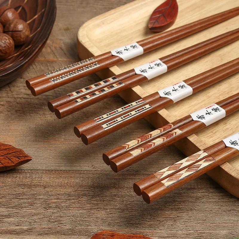 BEPAN Japanese-style pointed black solid wood chopsticks set tableware chopsticks and style solid wood chopsticks