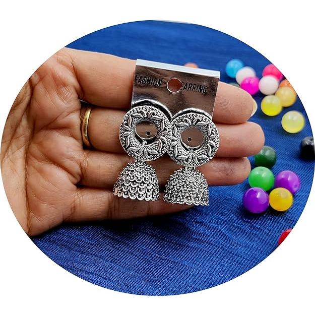 Модное новейшее традиционное окисленное серебро и антикварное золотое металлическое основание болтается и падает (КОМБО из 4) Серьги Джумки для женщин и девочек