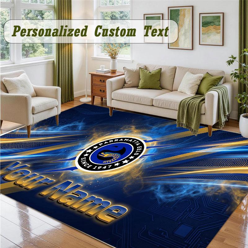 Crystal Velvet Square Rug Custom NameParramatta Eels Pattern Non Slip Home Floor Decor Rug