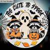 Halloween Wooden Sign with Adorable Raccoon and Ghost Pattern - Figurine Ornaments for Front Door, Wall, Room Decor - Ideal Halloween Gift for Friend