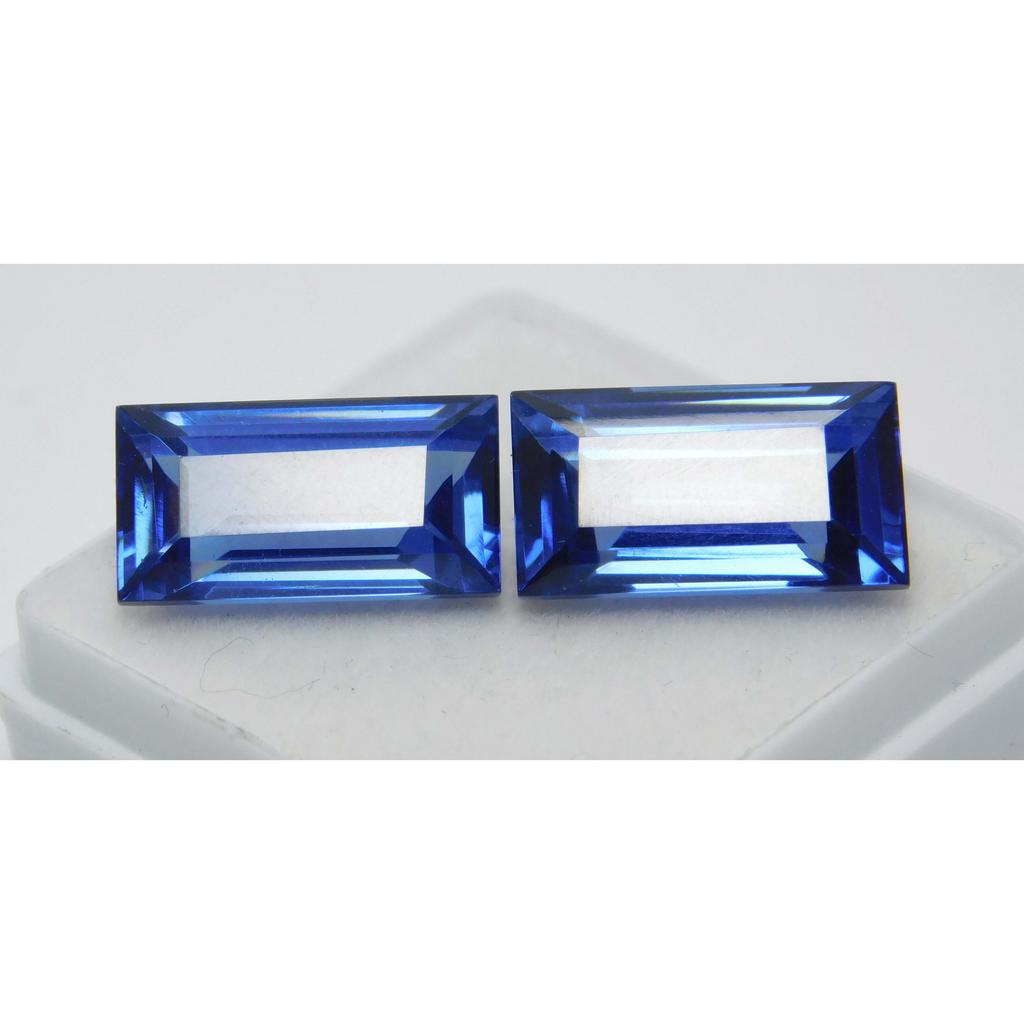 Emerald Shape 18 Carat NATURAL Blue Sapphire Loose Gemstone Pair