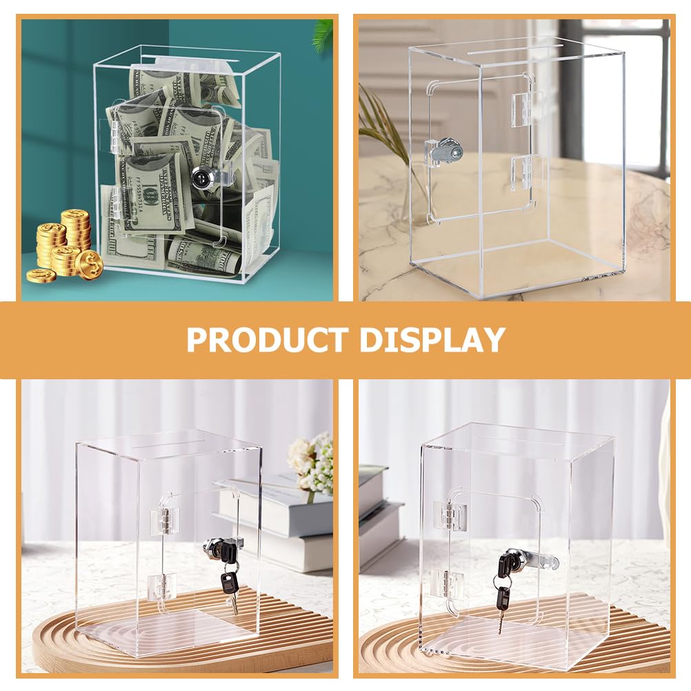 DOITOOL Коробка для пожертвований с бюллетенями Пожертвования на благотворительность с копилкой Большая Акриловая копилка для денег Замок, Акрил, Большой, Прозрачный, Коробка, Банк, Коробка,