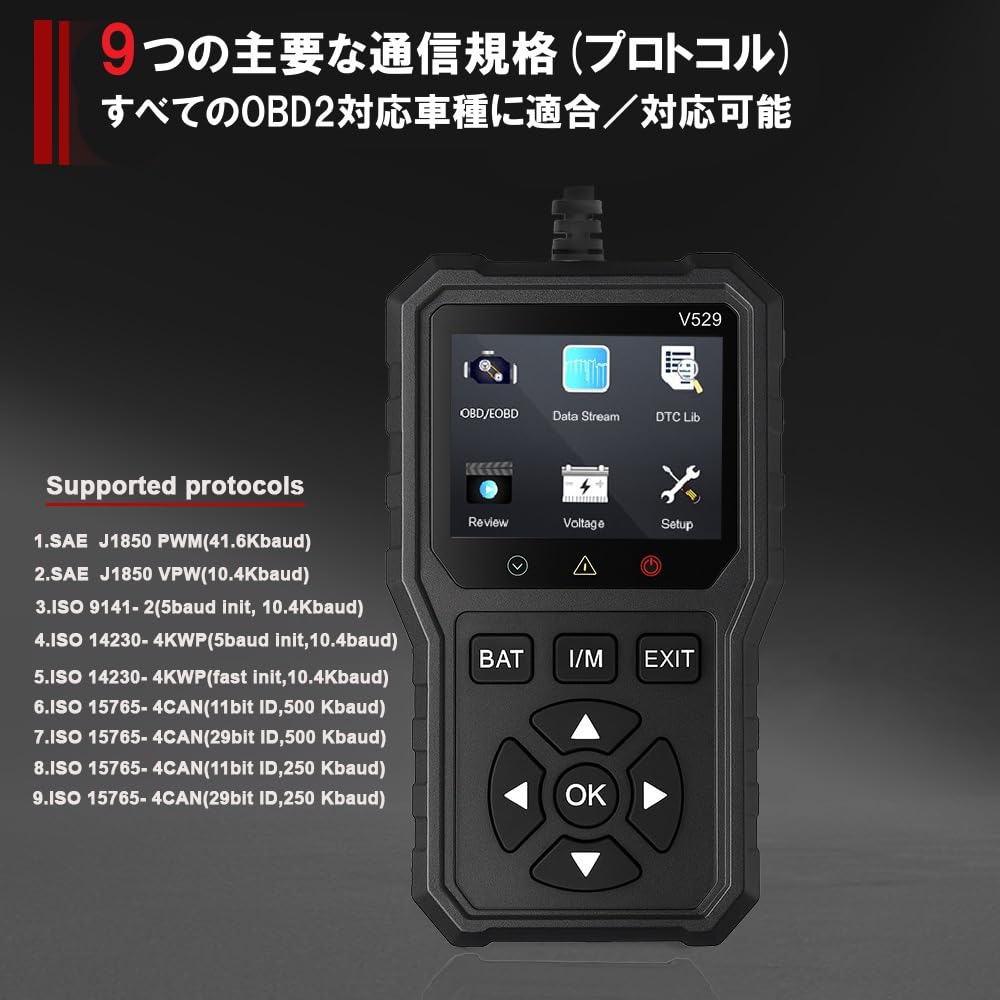 Официальный диагностический сканер QISI OBD2, Поддержка японского языка, Сброс индикатора проверки двигателя, Включено многоязычное руководство, Инструмент для сканирования OBD (красный)